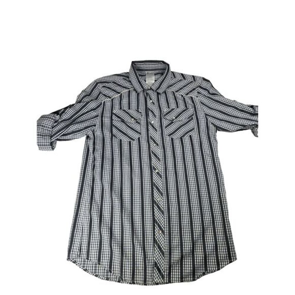 1775 Men's Button Snap Long Sleeve Checkered Western Cowboy Shirt Medium M